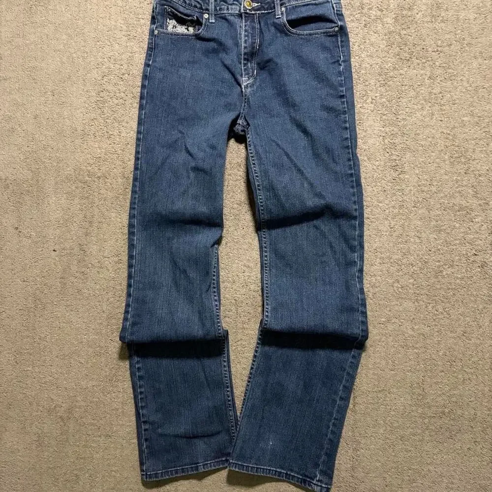 Y2k lawman embroidered jeans dark